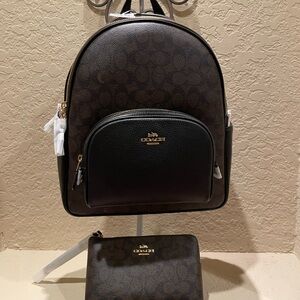 Coach NWT Signature Court Backpack & Large Corner Wallet